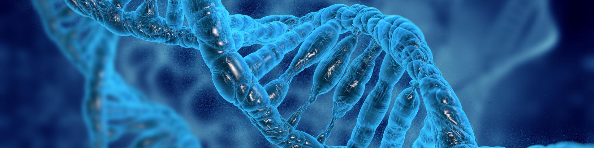 DNA strengen op blauwe achtergrond