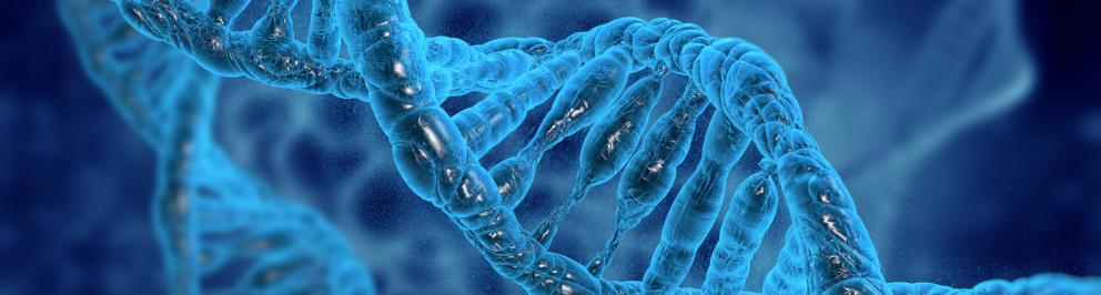 DNA strengen op blauwe achtergrond