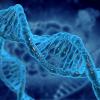 DNA strengen op blauwe achtergrond